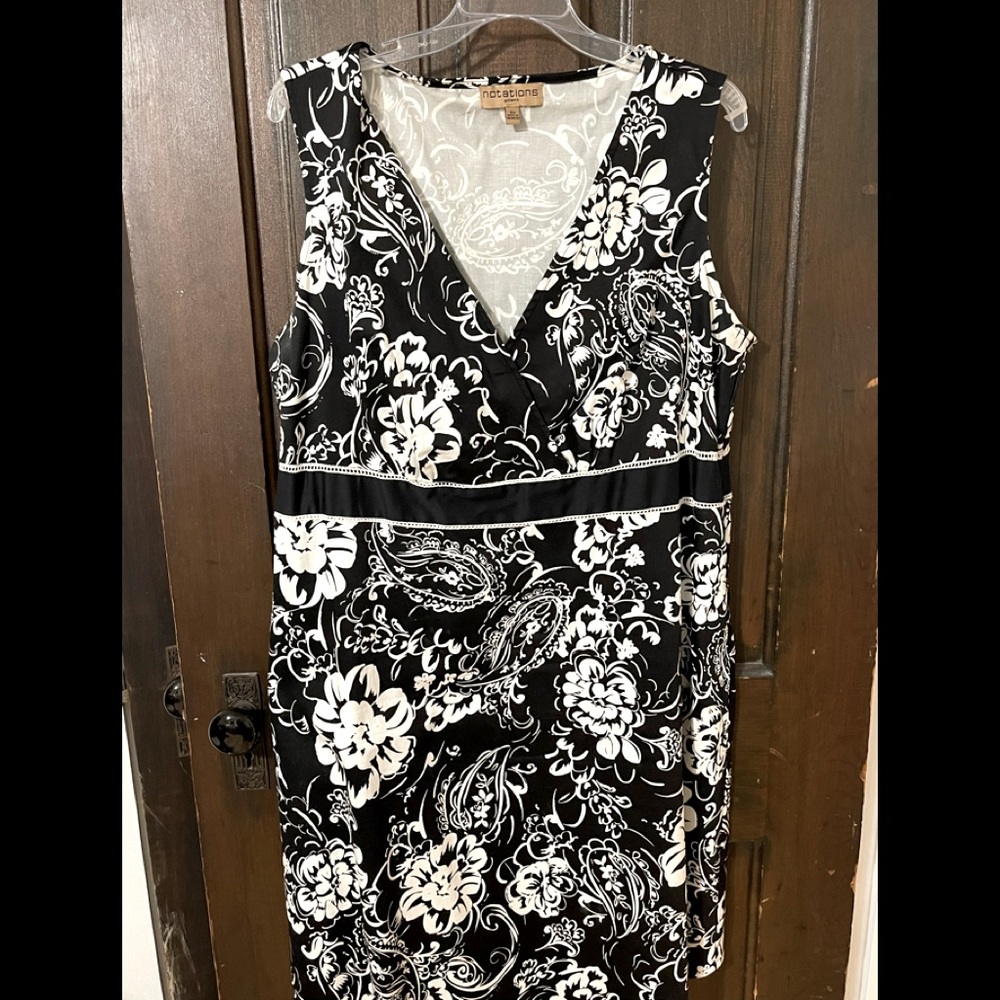 Dress Barn black and white dress 2X & short sleeve sweater 1X